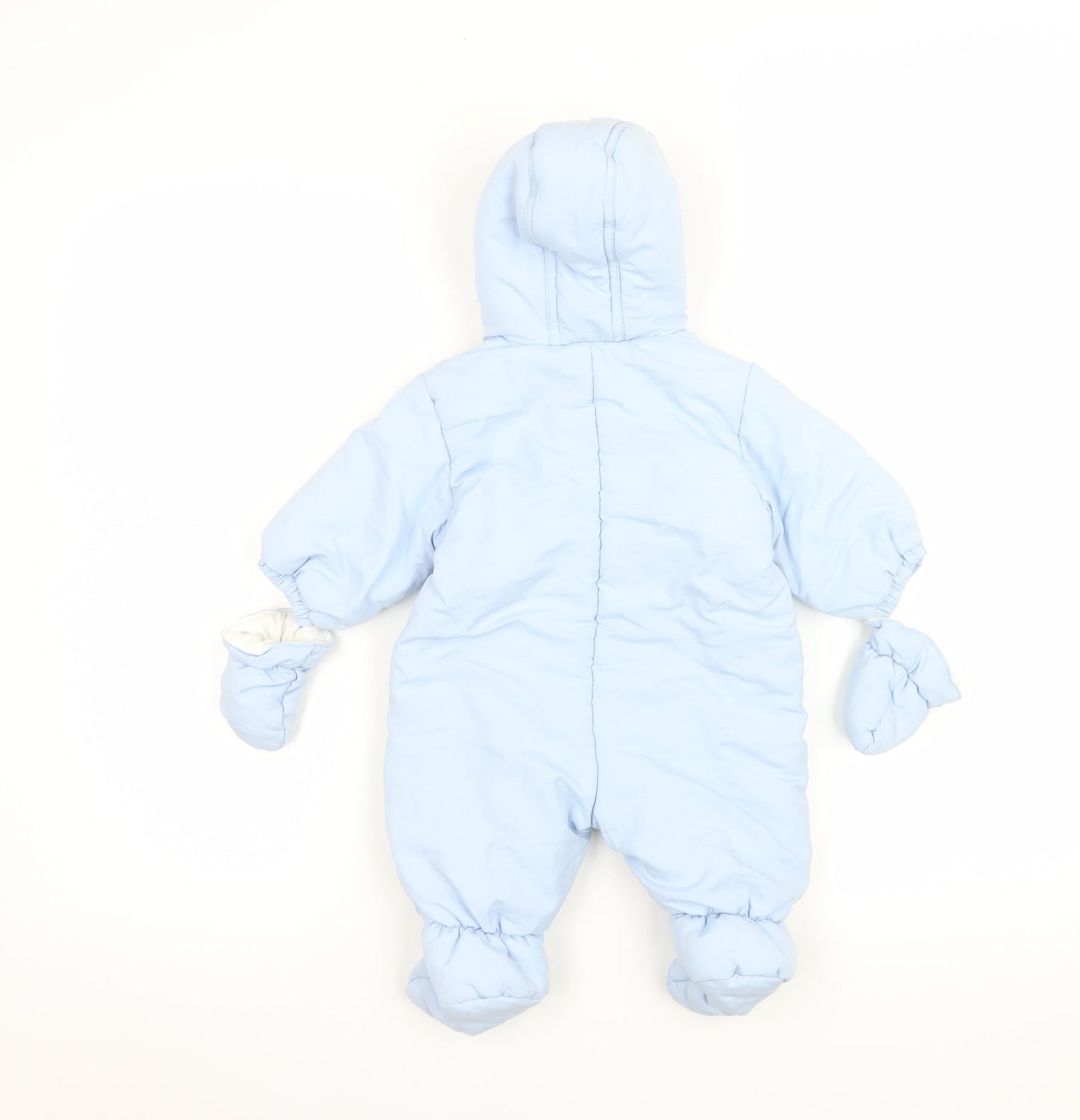 C&A Baby Club Blue Hooded Penguin Winter Snowsuit 3-6 Months Puffer