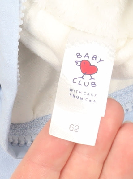 C&A Baby Club Blue Hooded Penguin Winter Snowsuit 3-6 Months Puffer