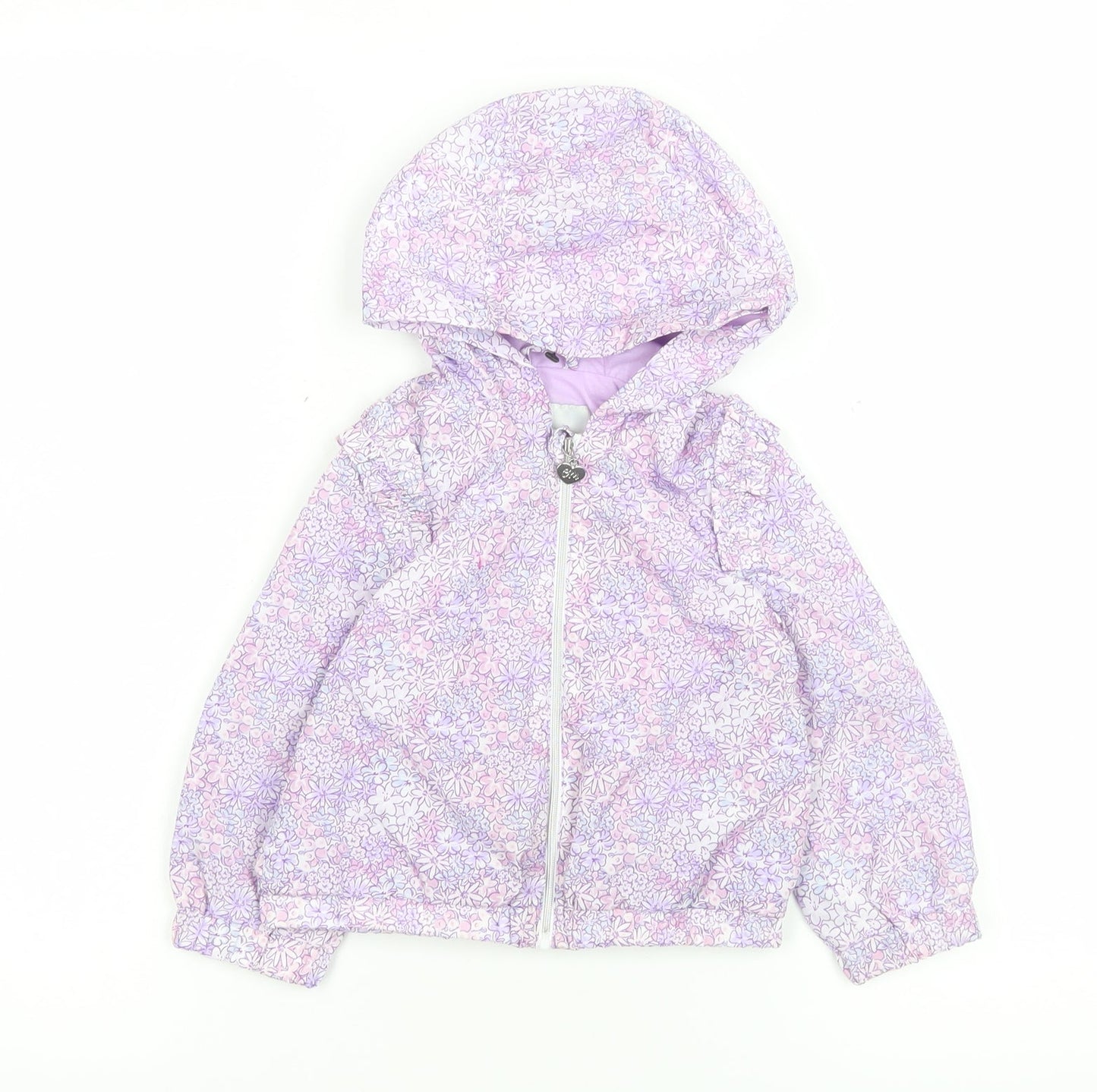 Original Marines Girls Purple Floral Hooded Puffer Jacket 12-18 Months