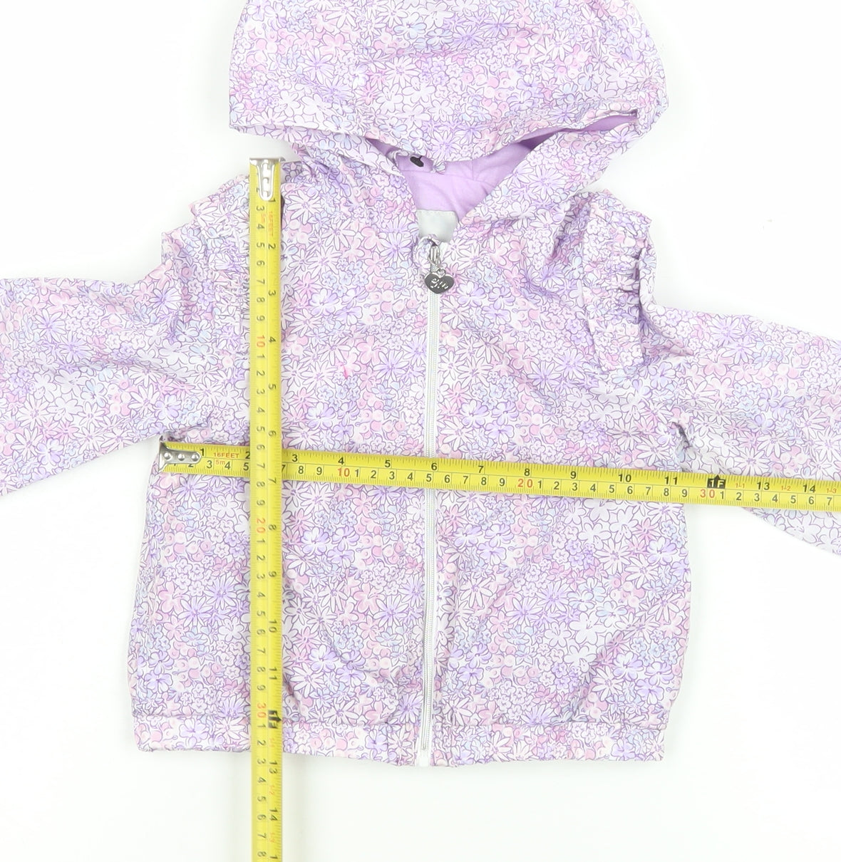 Original Marines Girls Purple Floral Hooded Puffer Jacket 12-18 Months