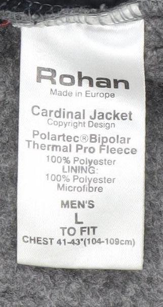 Mens UK L Regular Rohan Grey Full Zip Sweatshirt