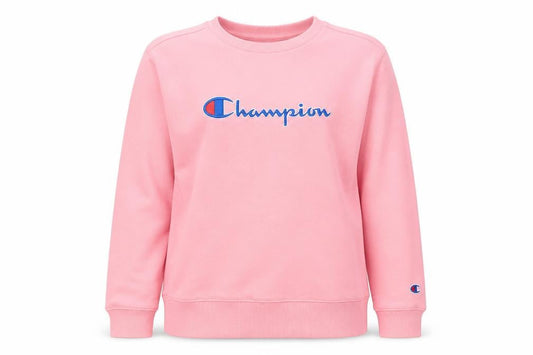Champion Women Pink Crew Neck Pullover Sweatshirt L Logo Cotton Blend