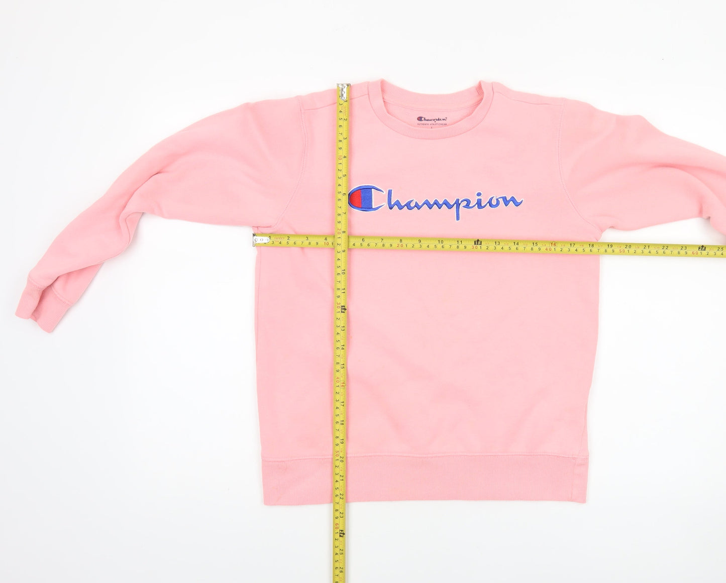 Champion Women Pink Crew Neck Pullover Sweatshirt L Logo Cotton Blend