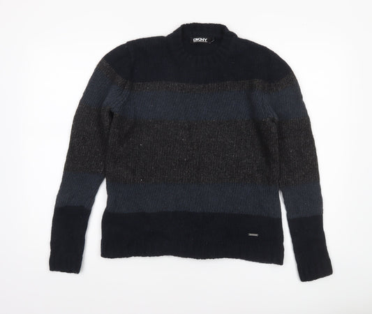 Womens UK L Regular DKNY Blue Pullover Chunky-Knit