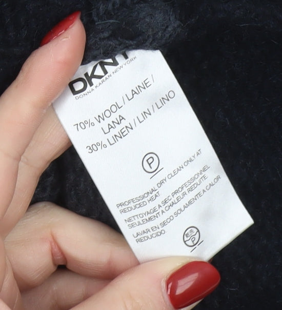 Womens UK L Regular DKNY Blue Pullover Chunky-Knit