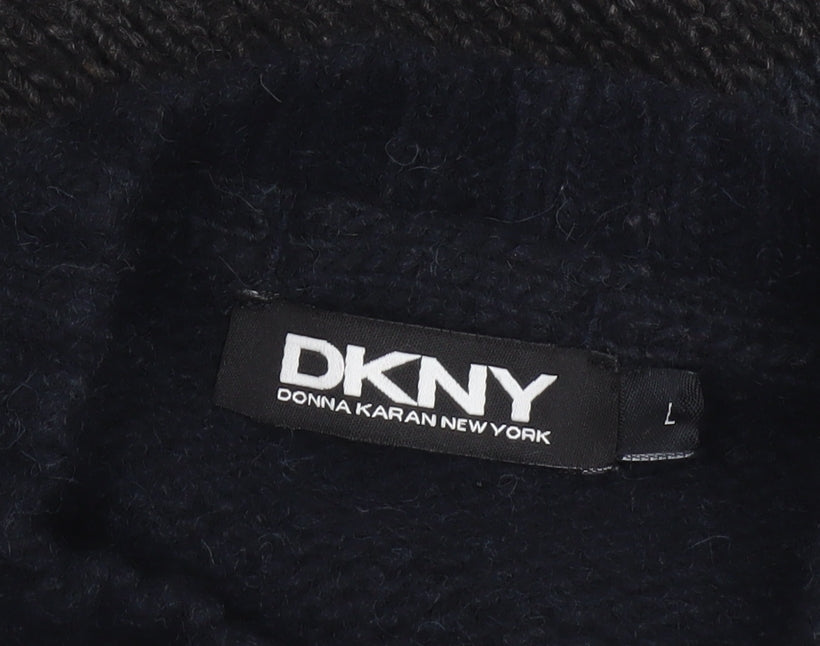Womens UK L Regular DKNY Blue Pullover Chunky-Knit