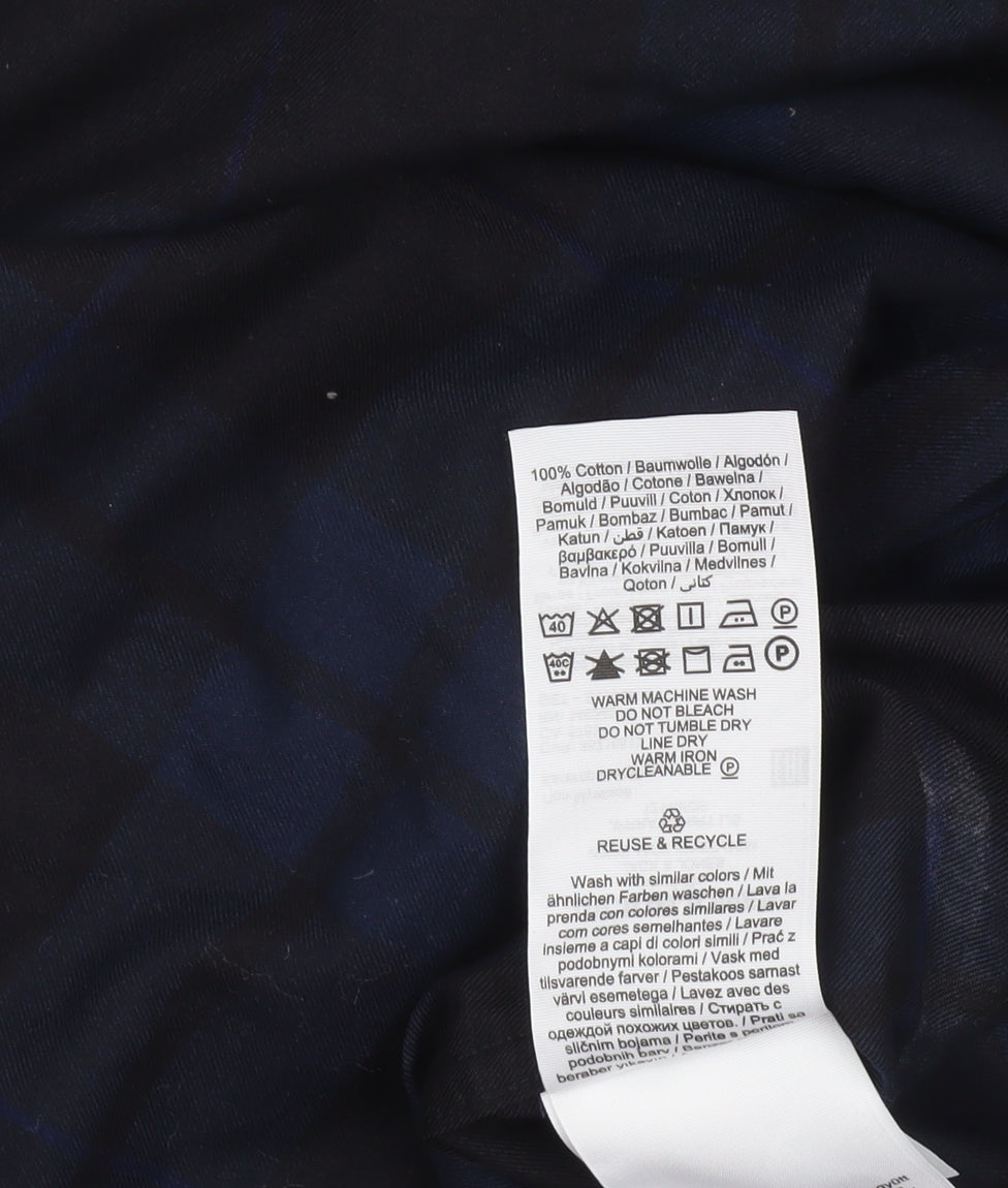 Jack & Jones Premium Men’s Blue Checked Slim Fit Long Sleeve Shirt L 42in