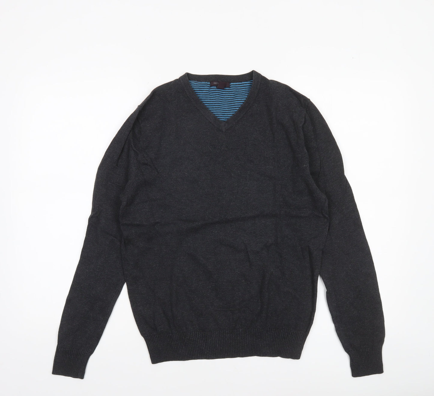 Refectory London Men’s Black Cotton V-Neck Jumper Size S
