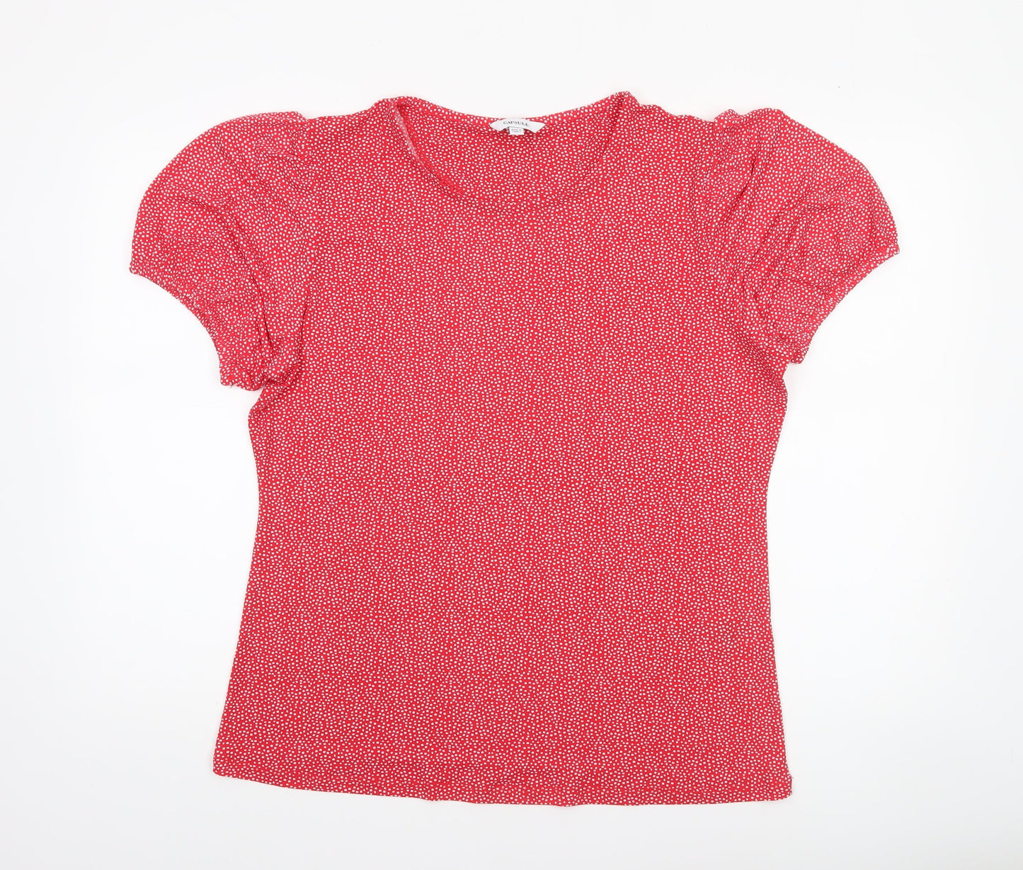 Capsule Women Red Polka Dot Puff Short Sleeve Jersey T-Shirt Size 18