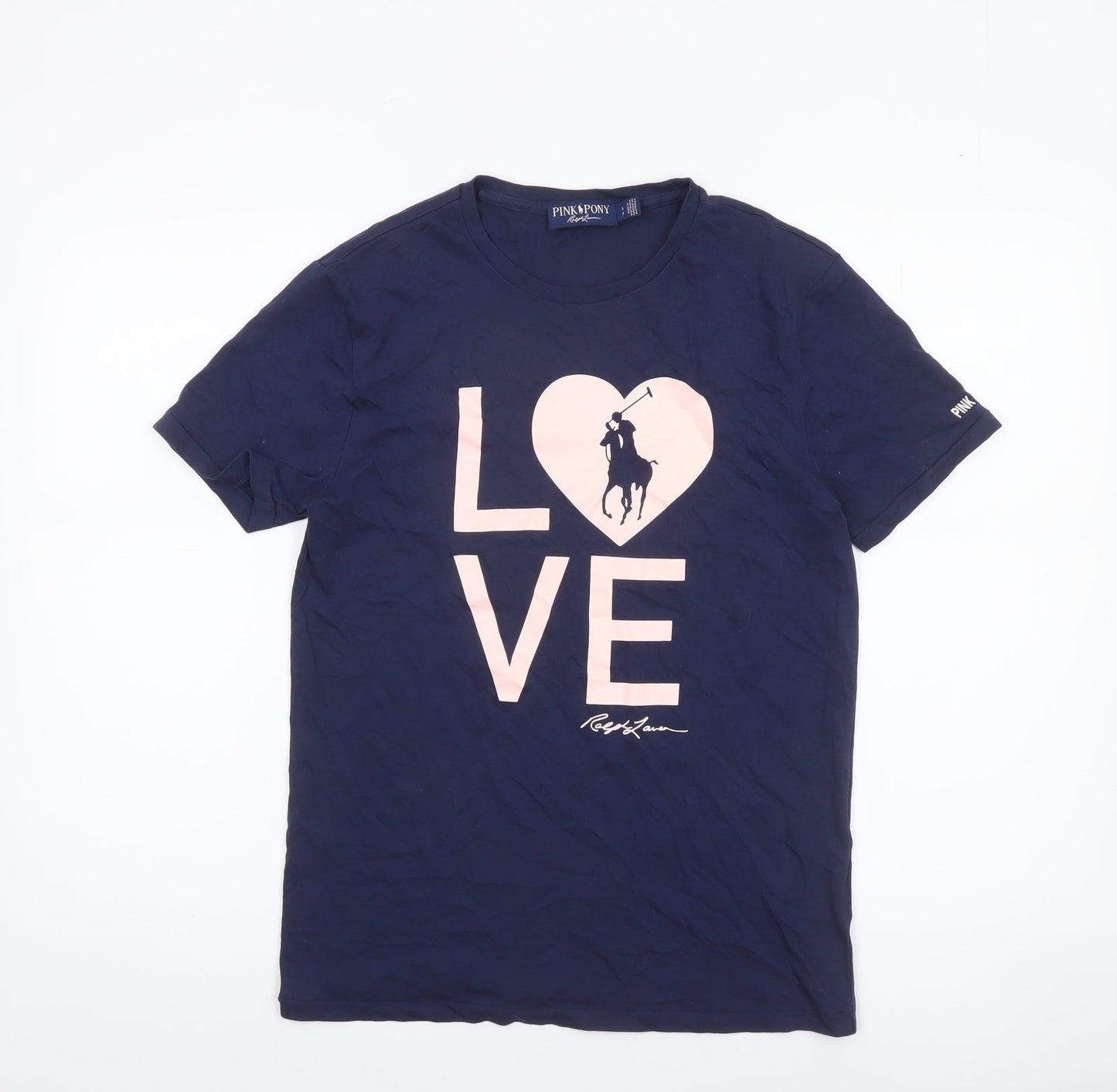 Womens UK Size S Ralph Lauren Blue 100% Cotton T-Shirt