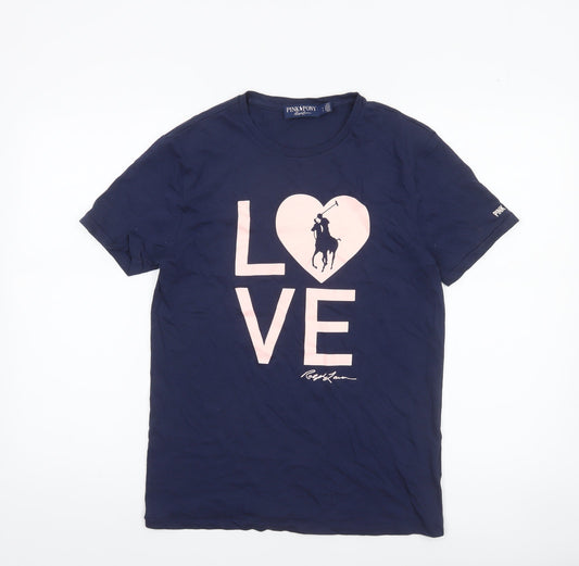 Womens UK Size S Ralph Lauren Blue 100% Cotton T-Shirt