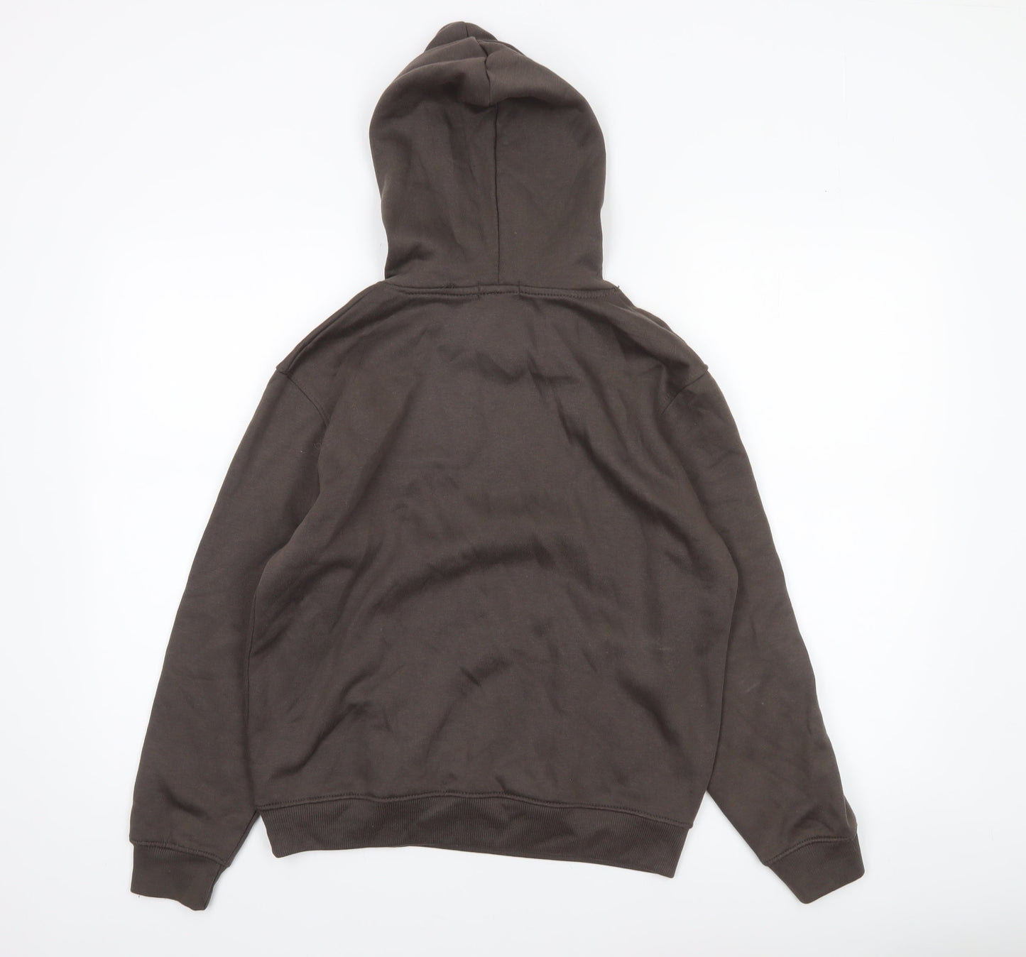 PrettyLittleThing Womens Brown Hoodie UK 4 Cotton Blend Pullover