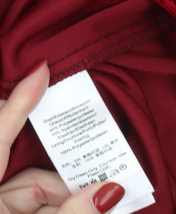 DKNY Women's Red Velvet Wrap Dress Size 18 3/4 Sleeve V-Neck