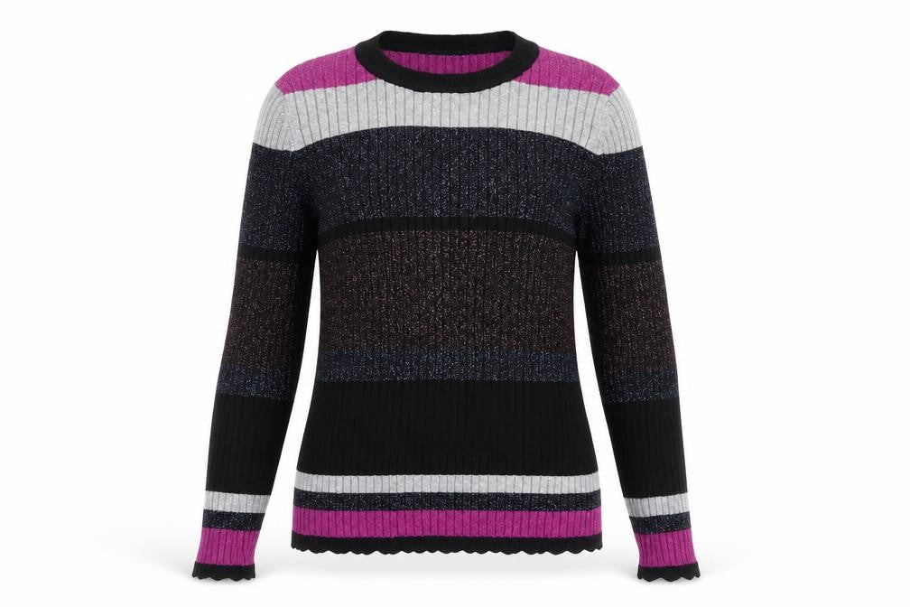 Dunnes Women’s Multicoloured L Glitter Stripe Ribbed Knit Jumper