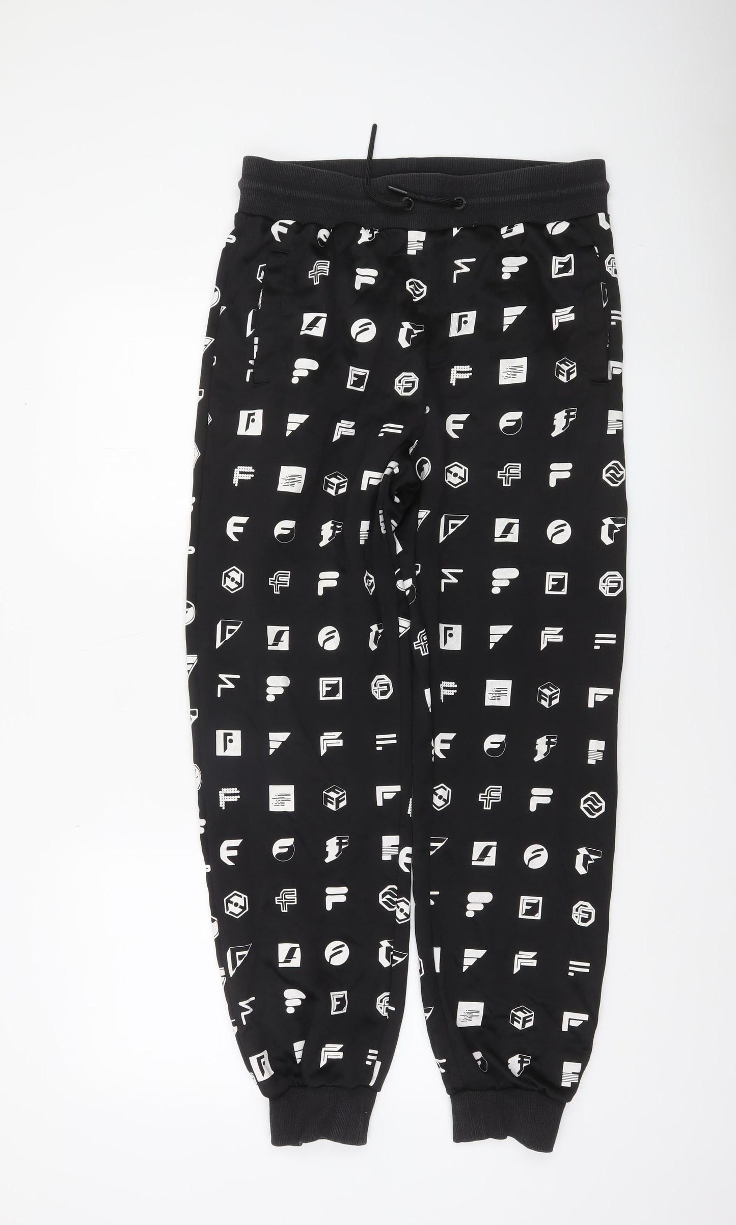 Fila Men's Black Logo Jogger Trousers Size S Cotton Blend