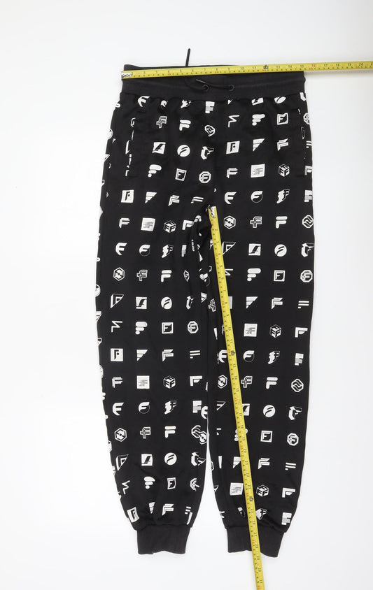 Fila Men's Black Logo Jogger Trousers Size S Cotton Blend