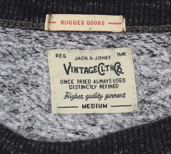 Mens UK M Regular JACK & JONES Black Pullover Sweatshirt