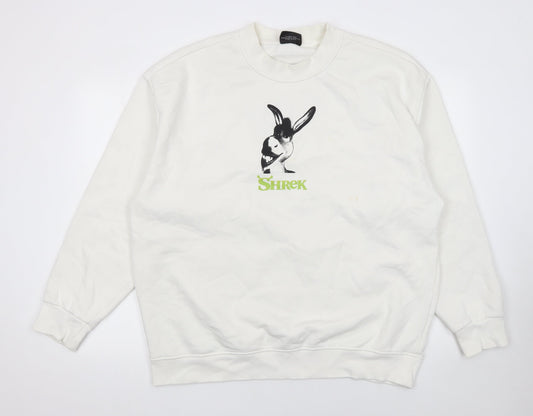 DreamWorks Shrek White Graphic Sweatshirt Women 2XL Donkey Print