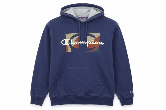 Champion Men's Blue Pullover Hoodie L Sports Graphic Fleece