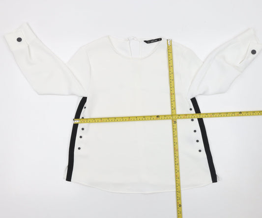 Zara Basic Women’s White Long Sleeve Button Blouse Size XS