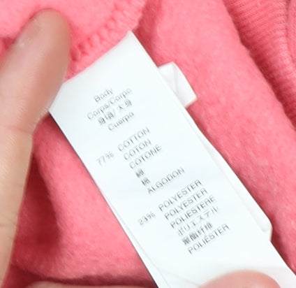 GAP Girls Pink Full Zip Hoodie 13 Years Jersey Cotton Blend Logo Sweatshirt