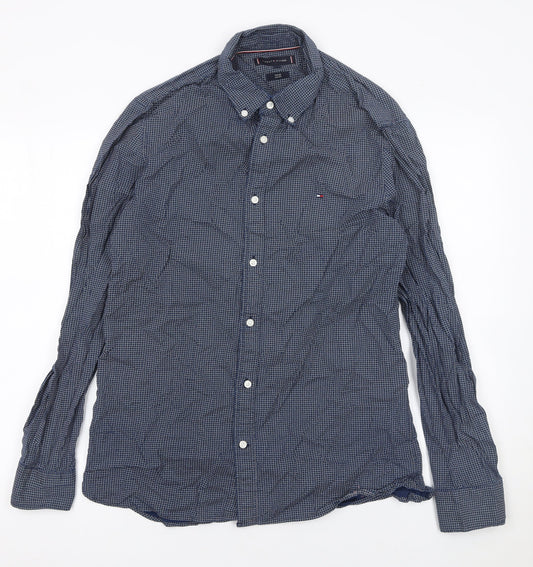 Tommy Hilfiger Men Blue Long Sleeve Button-Up Cotton Shirt L