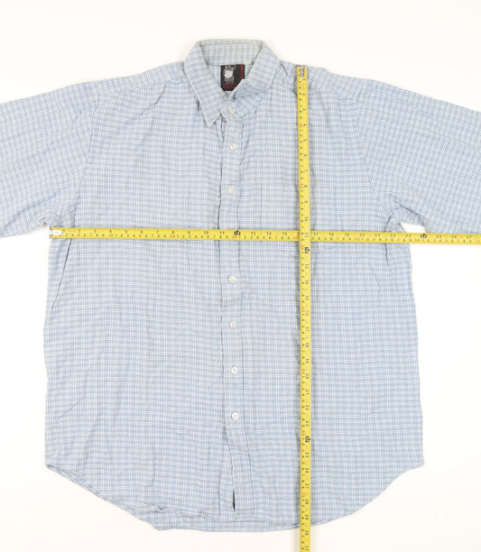 Gladiator Men's Blue Checked Cotton Flannel Long Sleeve Button-Up Shirt XL