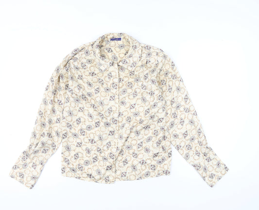 Jason Prescott Petites Beige Geometric Rayon Blouse Women's S