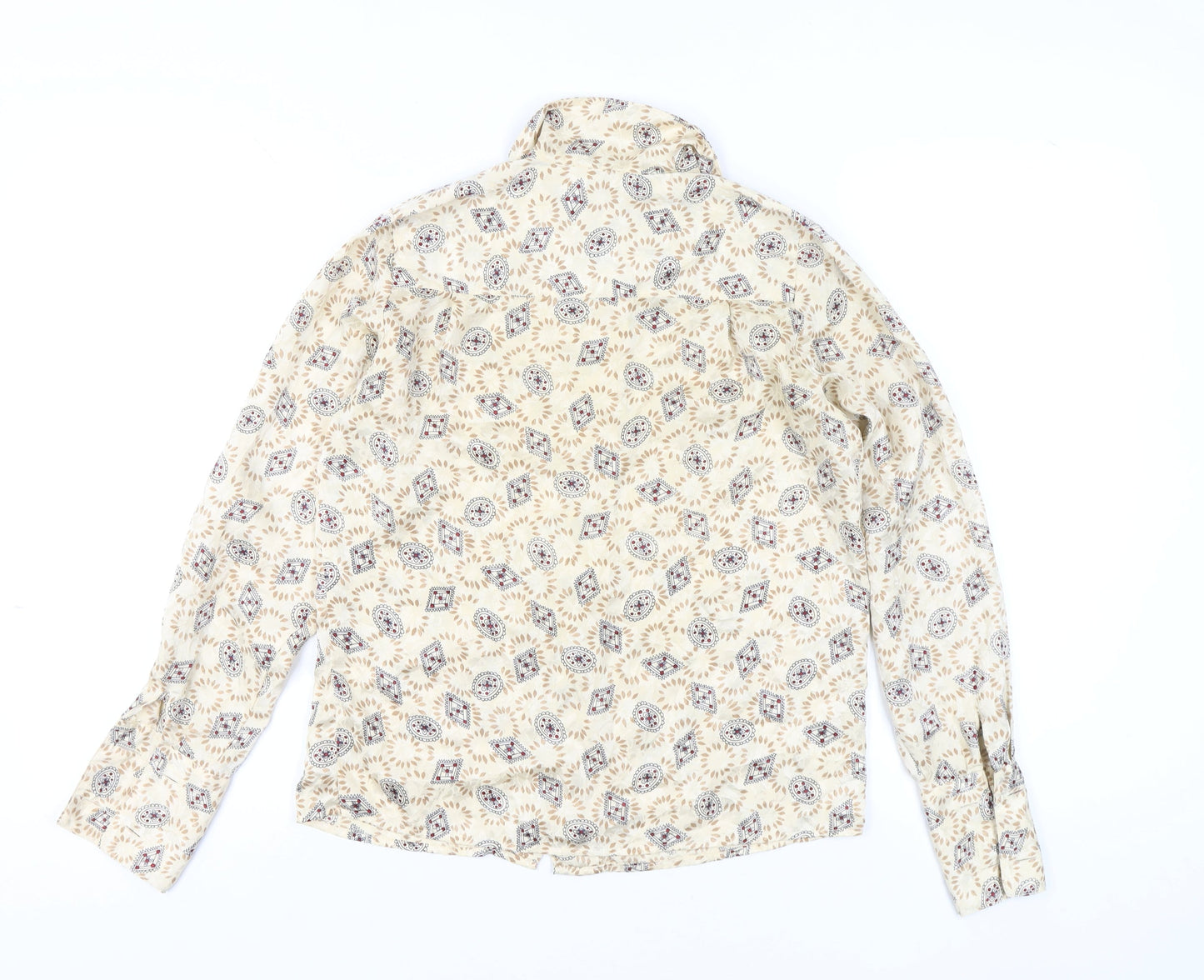 Jason Prescott Petites Beige Geometric Rayon Blouse Women's S