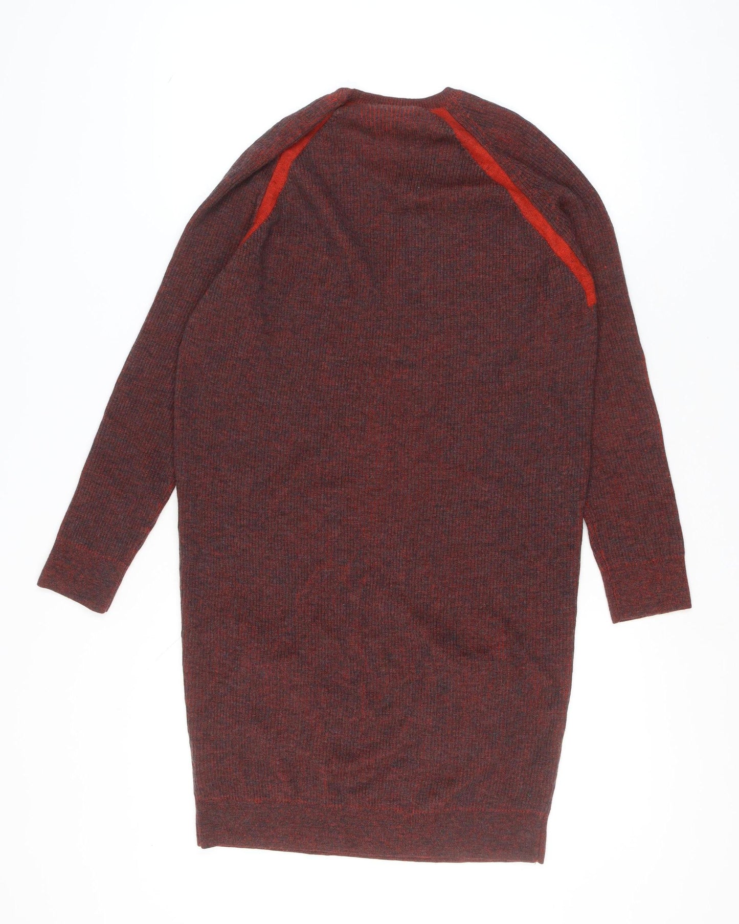 Nicole Farhi Women's Red Wool Long Sleeve V-Neck Tunic Jumper M