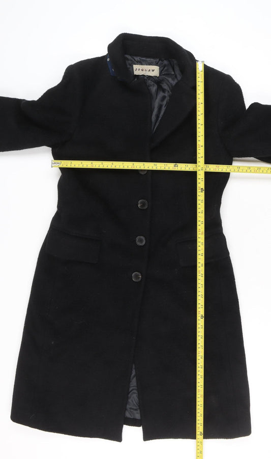 Jigsaw Womens Black Wool Mid-Length Overcoat Size 10