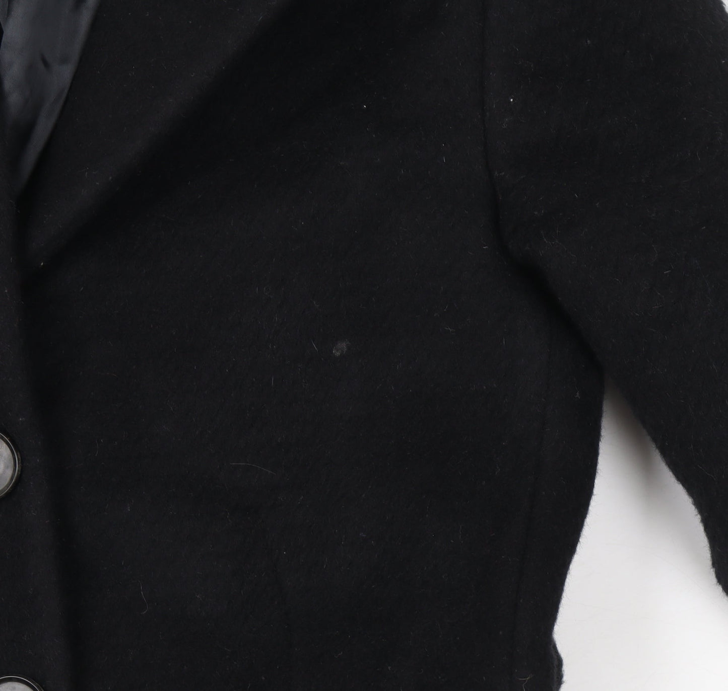 Jigsaw Womens Black Wool Mid-Length Overcoat Size 10