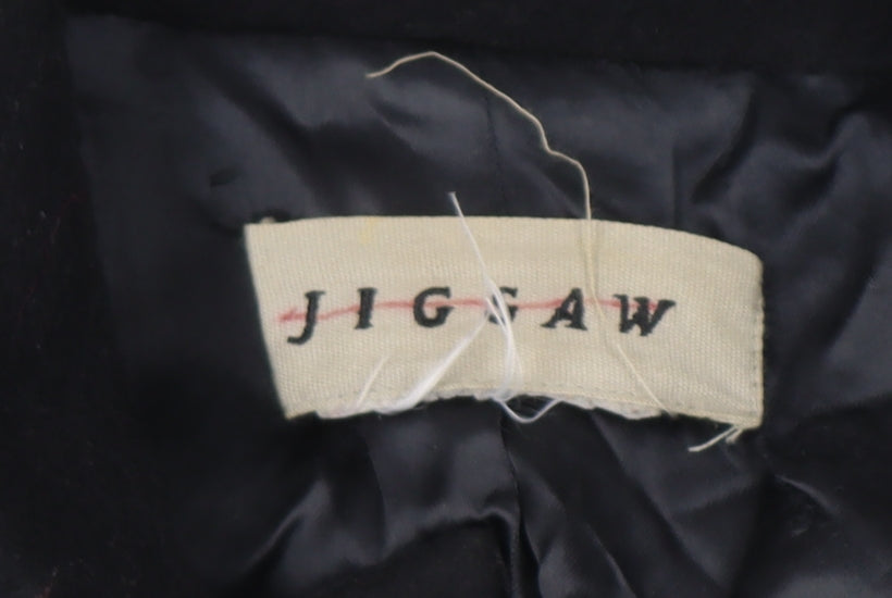 Jigsaw Womens Black Wool Mid-Length Overcoat Size 10