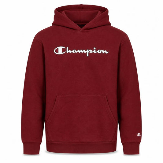 Champion Mens Red Pullover Hoodie Logo Fleece Sweatshirt Size S