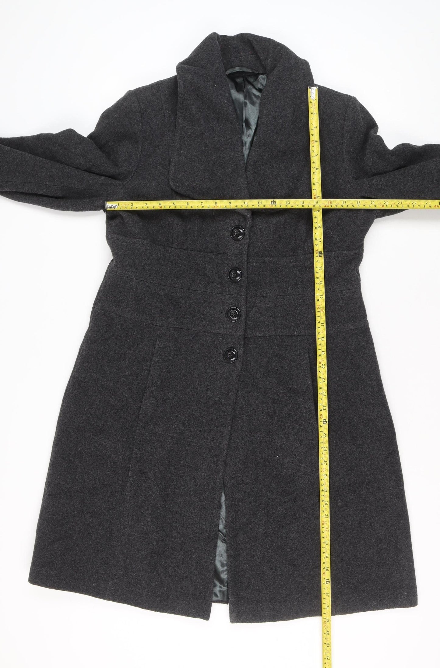 Laura Ashley Womens Grey Wool Blend Long Overcoat Size 16