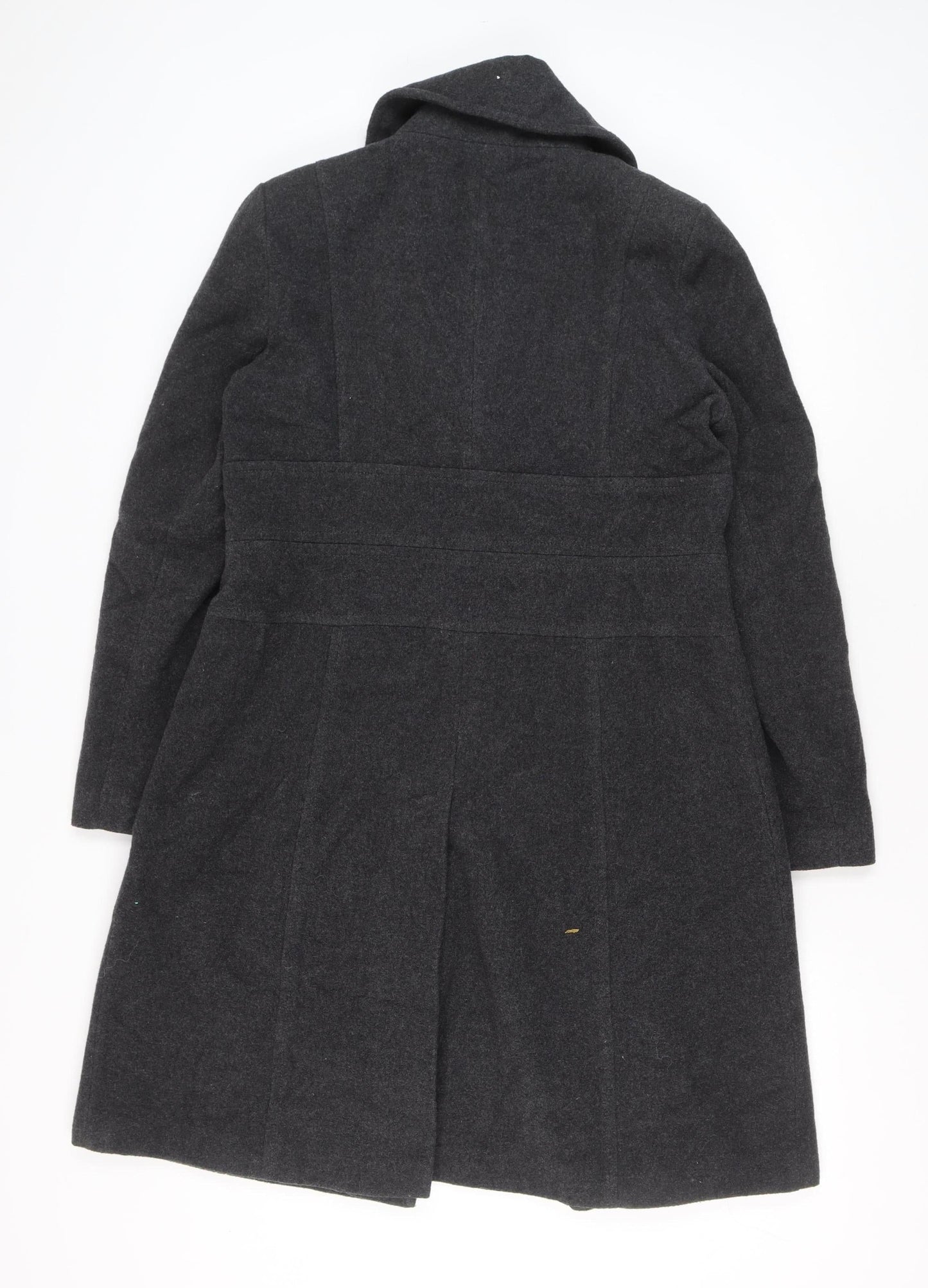 Laura Ashley Womens Grey Wool Blend Long Overcoat Size 16