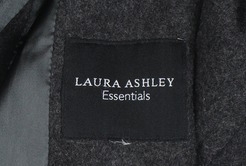 Laura Ashley Womens Grey Wool Blend Long Overcoat Size 16