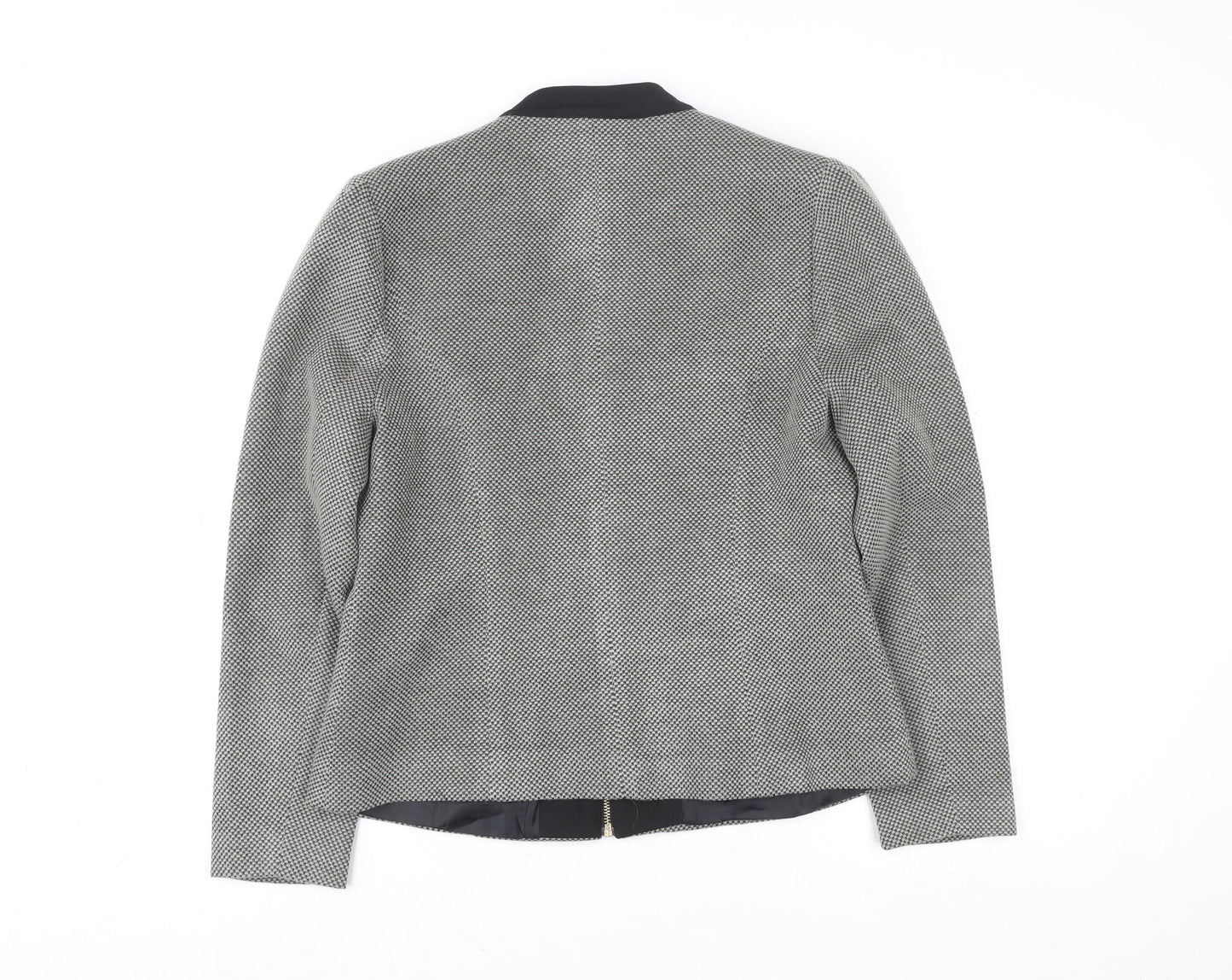 Chianti Womens Grey Geometric Tweed Zip Jacket Size 16