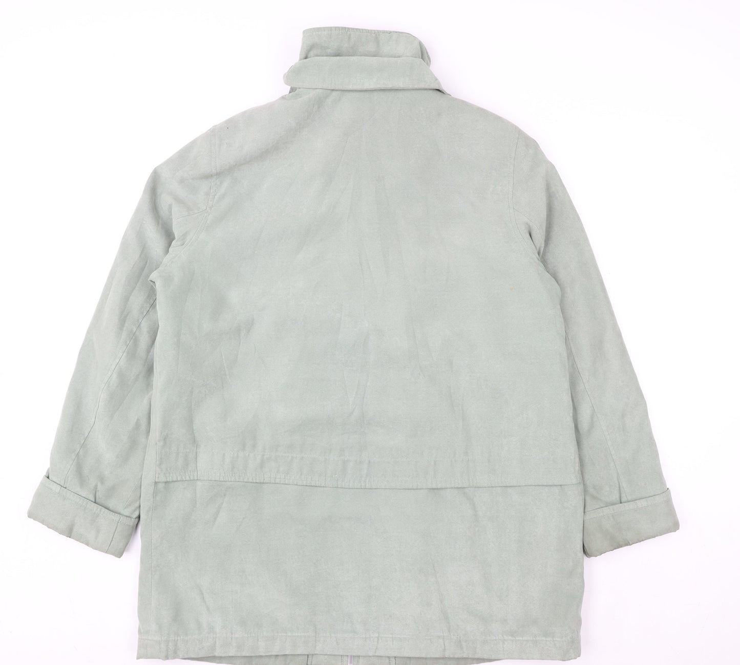 EWM Women Green Full Zip Lined Long Overcoat Size 16