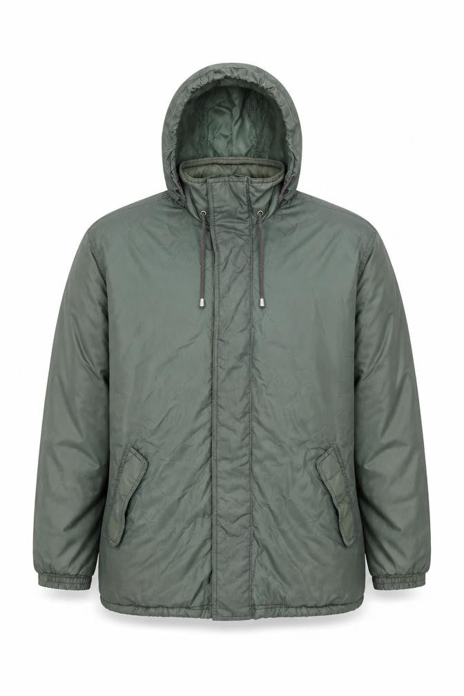 Front view of C&A Men's Green M Hooded Windbreaker Jacket Lightweight Outdoor