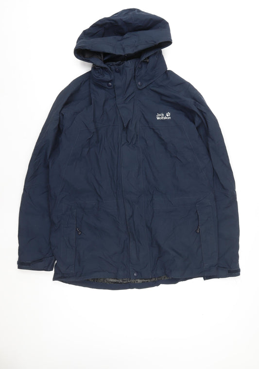 Jack Wolfskin Men’s Blue Waterproof Hooded Parka Jacket Size M