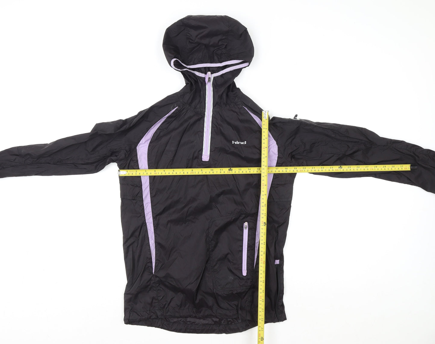 Hind Womens Black Size 10 Lightweight Hooded Windbreaker Jacket