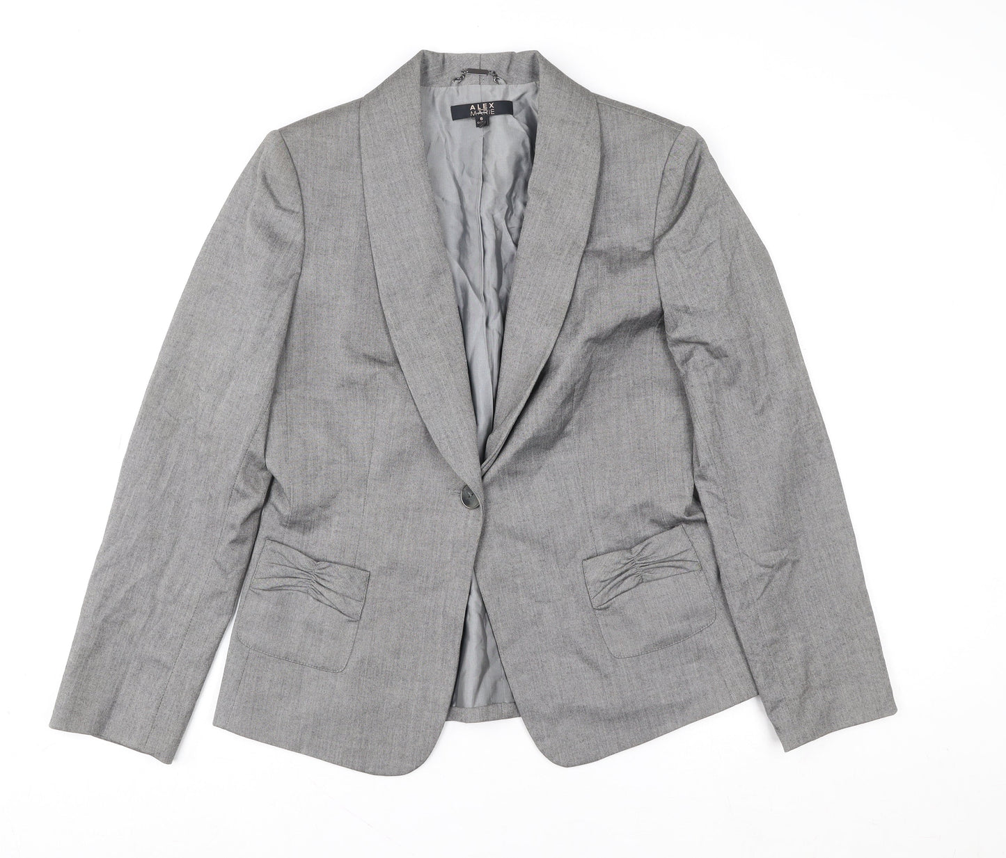 Alex Marie Grey Single-Breasted Women's Blazer Size 10 UK Classic Fit