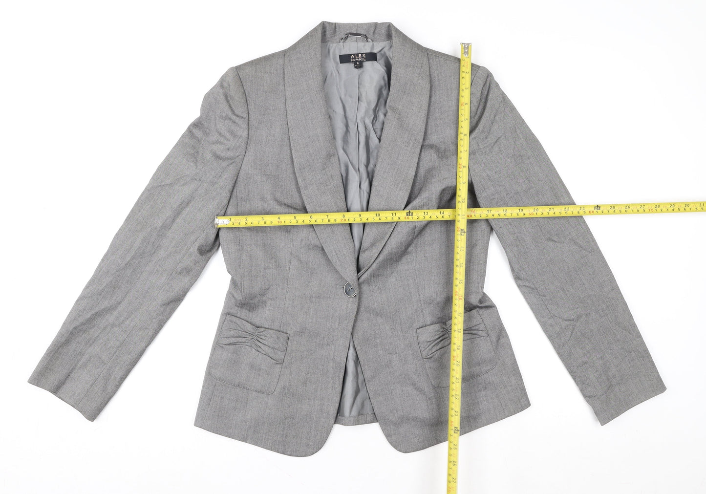 Alex Marie Grey Single-Breasted Women's Blazer Size 10 UK Classic Fit