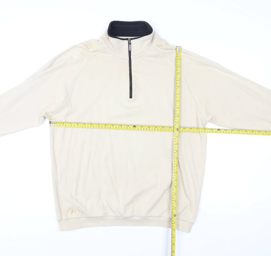 Bobby Jones Women Beige 1/2 Zip Pullover Sweatshirt Size M Pima Cotton