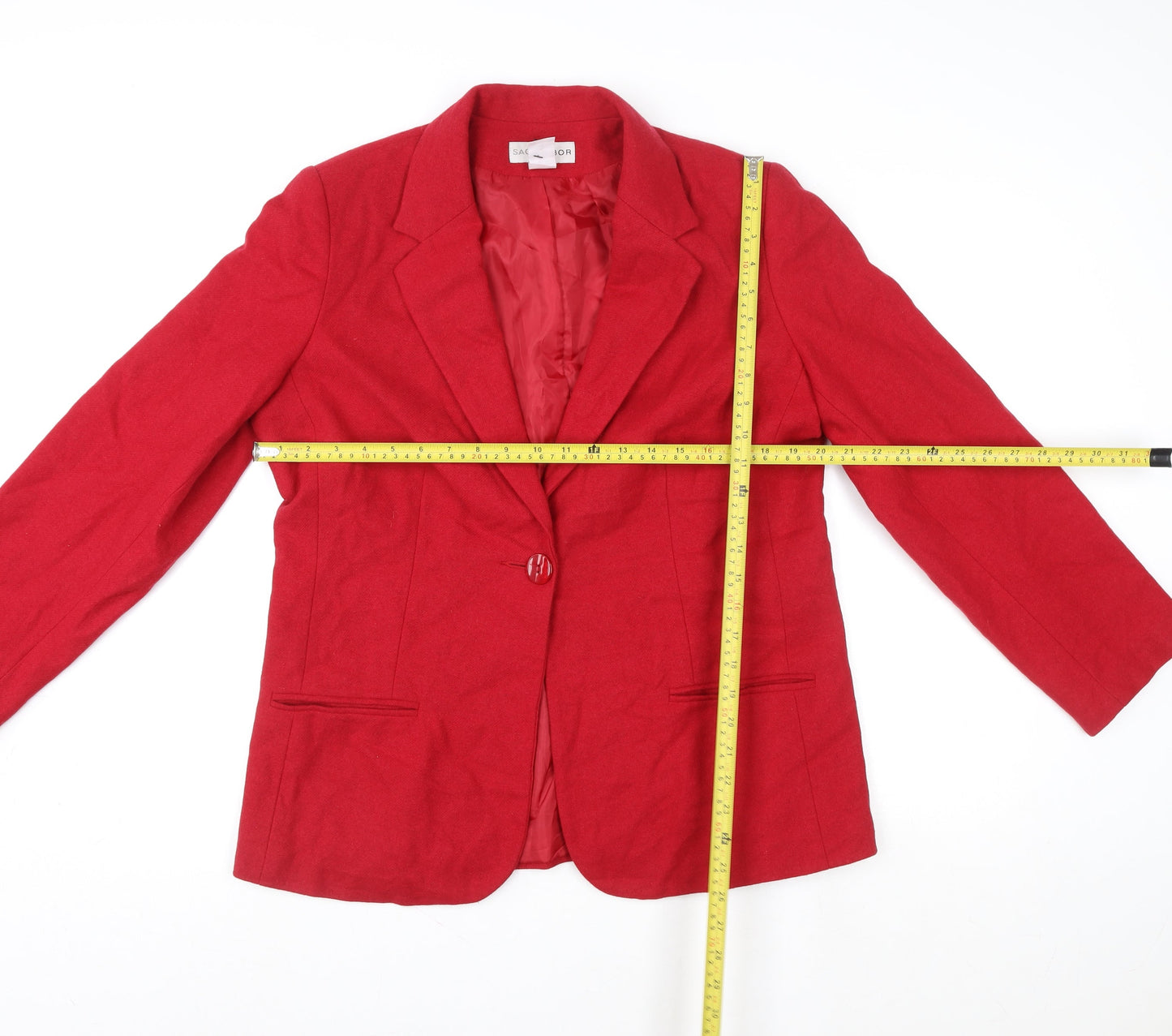 Sag Harbor Women's Red Wool Single-Breasted Blazer Size 12