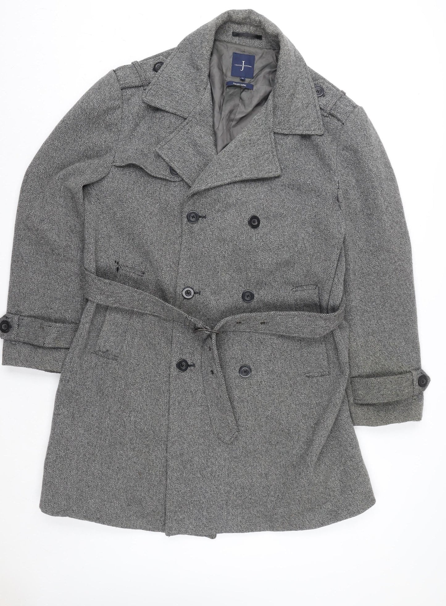 Jasper Conran Women's Grey Wool Blend Belted Pea Coat XL