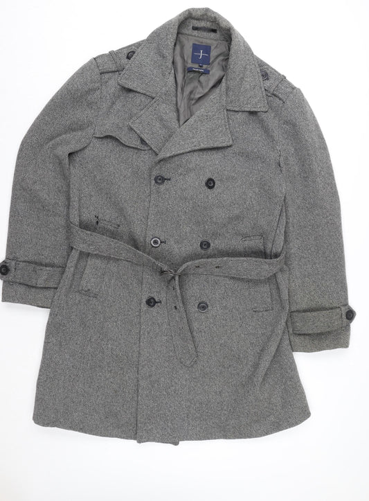 Jasper Conran Women's Grey Wool Blend Belted Pea Coat XL