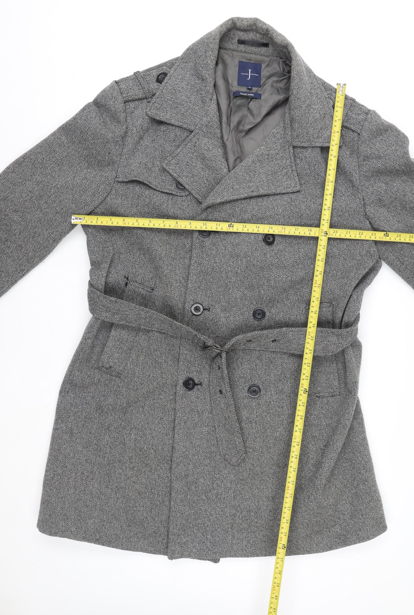 Jasper Conran Women's Grey Wool Blend Belted Pea Coat XL