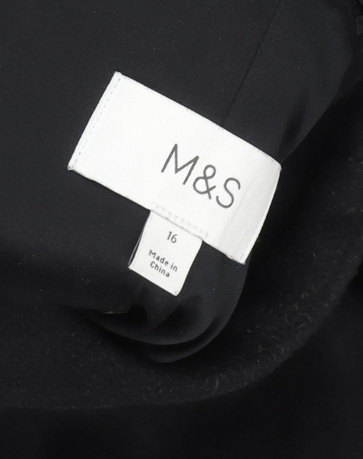 Marks and Spencer Women’s Black Wool Blend Long Overcoat Size 16